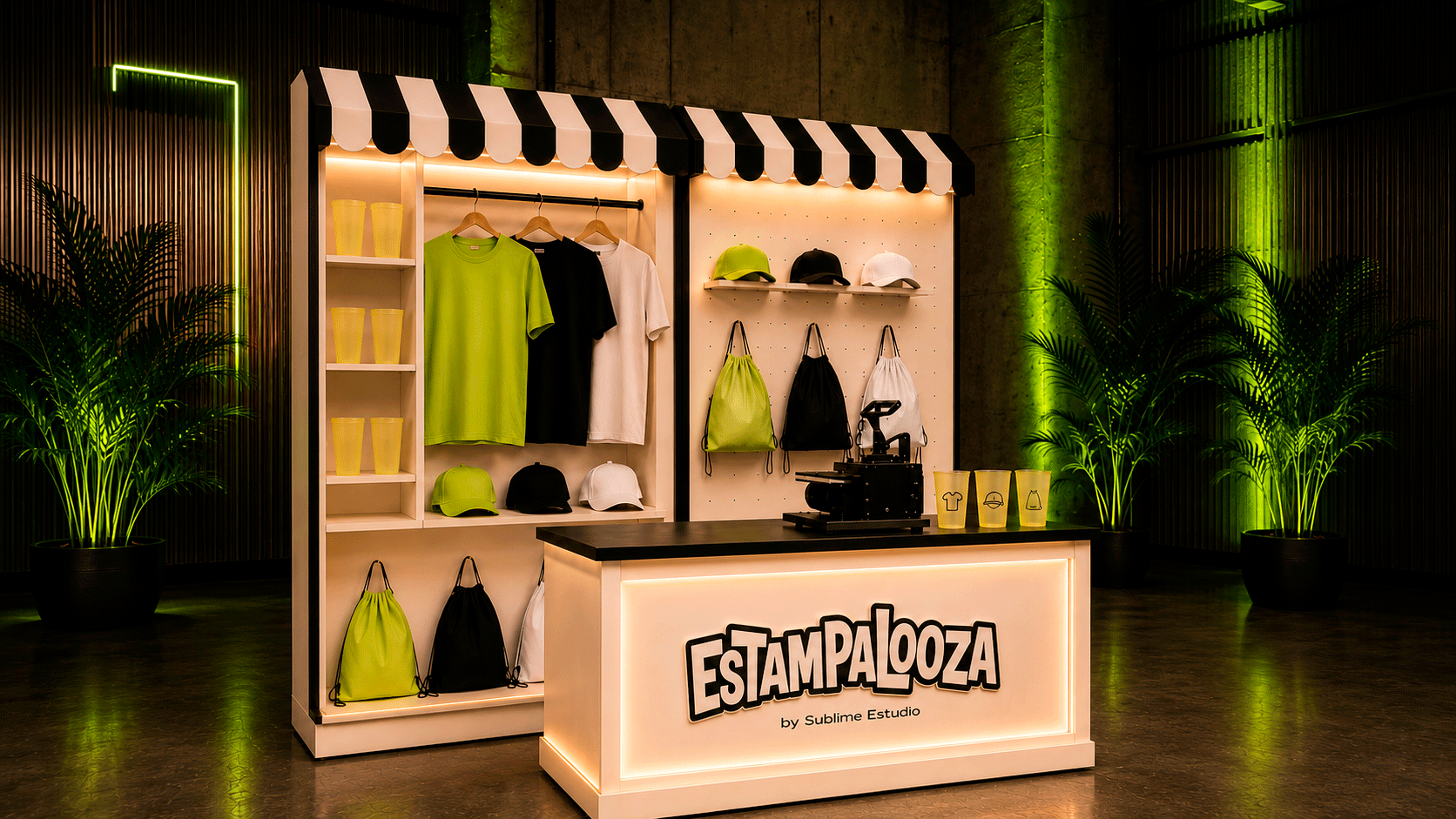 Kiosco Estampalooza montado